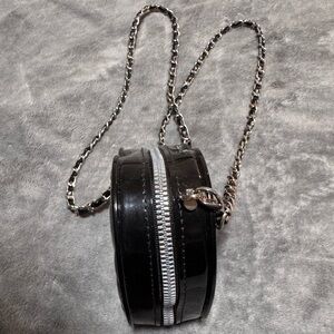 Forever 21 Black Round Bag with Silver Chain